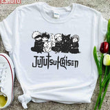 Chibi Of Main Characters Jujutsu Kaisen Gojo Megumi Yuji Nobara Art Unisex T-Shirt