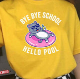 Bye Bye School Hello Pool Cat Unisex T-Shirt