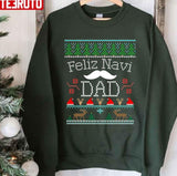 Feliz Navi Dad Ugly Christmas Pun Mustache Design Unisex Sweatshirt