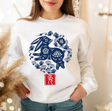 Cny 2023 Year Of The Rabbit Chinese Zodiac Oriental Blue 5 Unisex Sweatshirt