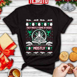 Aliens Ugly Christmas Sweater They Mostly Come At Night Unisex Sweatshirt