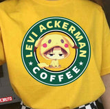 Coffee Logo Attack On Titan Anime Chibi Levi Ackerman Unisex T-Shirt
