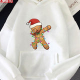 Gingerbread Man Christmas Lights Santa Dabbing Through The Snow Unisex Sweatshirt