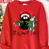 It Wasnt Me Cat Merry Christmas Funny Christmas Cat Unisex Sweatshirt