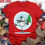 Dancing With A Christmas Tree Frosty The Snowman Frosty Face Winter Unisex Sweatshirt