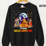 Cute Cats Happy Thanksgiving Cat Happy Hallothanksmas Unisex Sweatshirt
