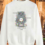 Funny Cat Christmas Lights I'm Fine Everything Is Fine Sweatshirt