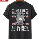 Christmas 2021 I'm Fine Everything Is Fine Cat Ugly Unisex T-Shirt