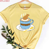 Cappyccino Capybara Coffee Pun Art Unisex T-Shirt