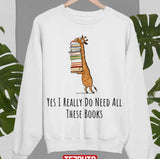 Funny Giraffe Holding A Stack Of Books Unisex Sweatshirt