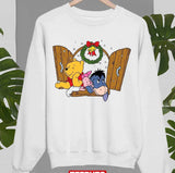 Christmas Window Friends Winnie The Pooh Unisex Sweatshirt