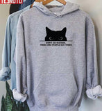 Don't Go Outside There Are People Out There Funny Black Cat Unisex T-Shirt